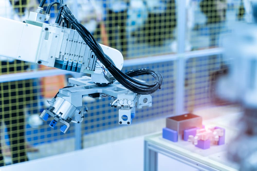 Robot arm in artificial intelligence factory